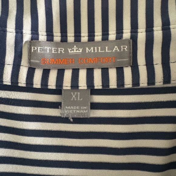 Peter Millar Blue and White Striped Polo Shirt. Size XL - Picture 2 of 7